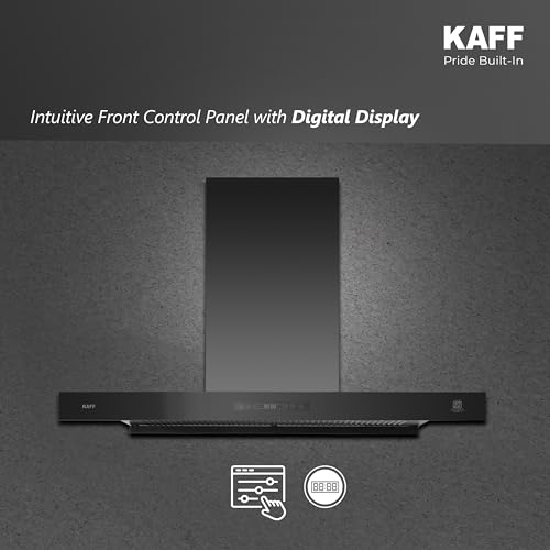 Image of KAFF ASHPRO 90 DC 90cm Kitchen Chimney | 1400 m /hr Suction | BLDC Motor | Filterless Auto Clean | Gesture & Touch Control | Wall Mounted | Black |12 Years Motor Warranty