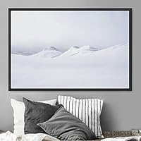 Framed Canvas Wall Art Snow Mountain Cool Expressive Farmhouse/Country Landscape Mountain Top Multicolor Photography Portrait Realism - 16x24 inches