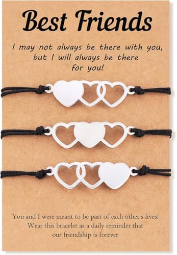 Image of Shining Diva Fashion Best Friends Friendship Bracelets for Women & Girls | Matching Heart Bracelets | Stylish Gifts for Girls | Anti Tarnish Stainless Steel Jewellery