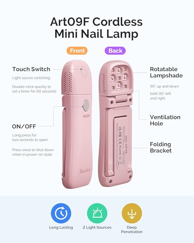 Image of MelodySusie Cordless UV Nail Lamp with Fold-Out Stand,P-Art09F Foldable UV Light with 2-in-1 Lighting & Curing Function, Rechargeable, Flash Cures All Soft Gels Especially Half-Cured, Base & Top Coat