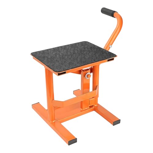 BREEZENEST Steel Motorbike Jack Lift Heavy Duty Crank Manual Motorcycle Scissor Lift Stand 160KG Capacity Rubber Platform Hoist Table for Dirt Bike Off-Road Bike Repair & Cleaning Maintenance