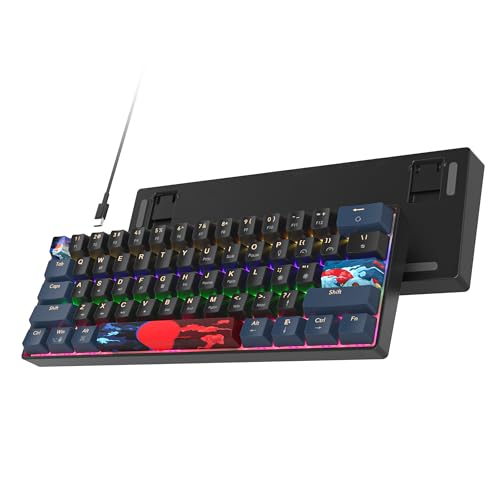 Image of 60 Percent Gaming Keyboard 61 Keys Mechanical Keyboard Rainbow Backlit Ultra Compact Wird Keyboard with Red Switches for Win Ps4 /5 Xbox(61 Blue)