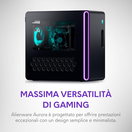 Alienware Aurora Gaming Desktop ACT1250 – Intel Core Ultra 7 265F, Nvidia Geforce Rtx 5060 Ti, 16GB DDR5, 1TB Ssd, Windows 11 Home, USB-C, Pannello Laterale Trasparente, Psu 500W – Basalt Black - 2
