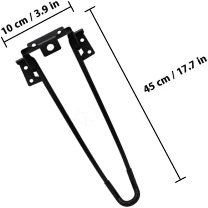 Zerodeko 4pcs Black Folding Table Legs Steel Hairpin Furniture Legs Easy Install Computer Desk for DIY Home Office Bedside Tables 450mm