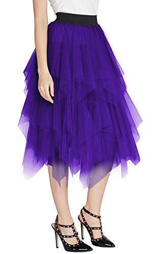 Women's Elegant Mesh Layered Tulle Skirt Sheer Tutu Skirt Midi Skirts3