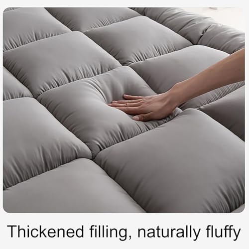 Topper, WestMonth Premium Quilted 1000GSM Luxury Extra Thick Mattress Topper Pad - Breathable & Fluffy Soft, Bed Cover with Deep Pocket 8–21'' for Home/Hotels' Queen/King, etc (White, Queen) — view 3