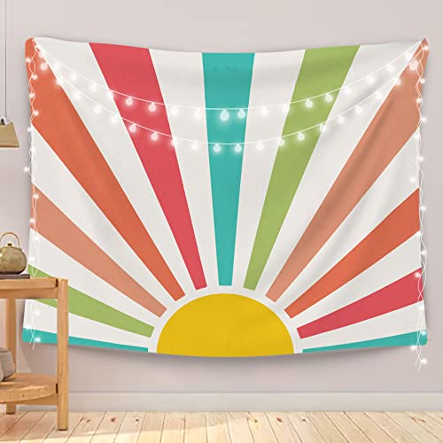 Ogilre Boho Retro Colorful Sun Sunrise Sunshine Vintage Abstract Home Girls Bedroom Decorations Wall Art Hanging Tapestry, Bohemia Sunset Tapestries, 50X60 Inch #TOP23