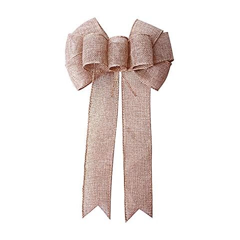 Samanter Rustic Jute Bows Burlap Wreaths Bows Christmas Tree Topper for Wedding Holiday Birthday Party Decoration 14 inchesx7 inches Cover