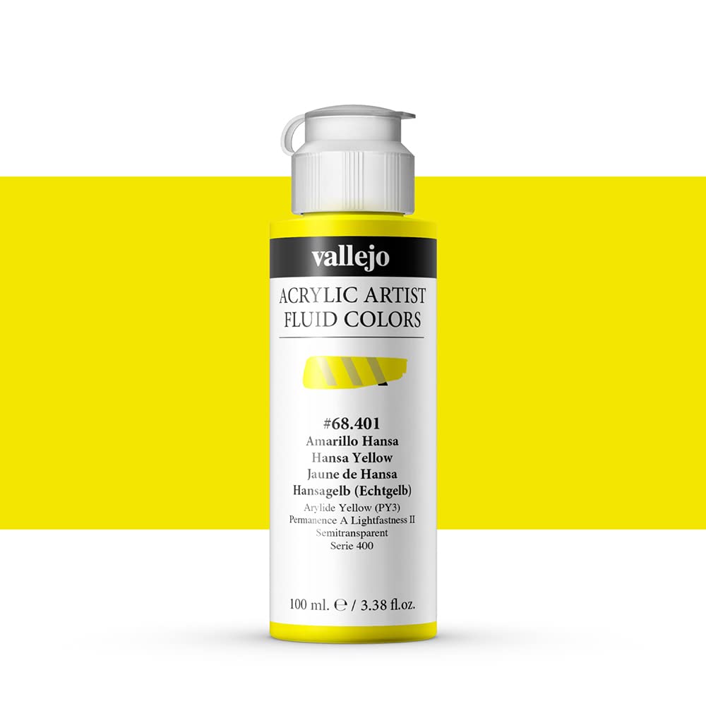 Vallejo Yellow : Fluid Artist Acrylic Paint : 100Ml : Hansa