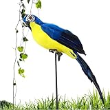 edcb Oiseau en Mousse Artificielle - Décorations de Perroquet réalistes pour Patio - Décorations d'oiseaux tropicaux pour décor de Jardin de Patio extérieur, Blanc, Rouge, Jaune, Bleu, Vert