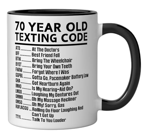 Taza cerámica para texto 70 años negra/blanca miniatura 2