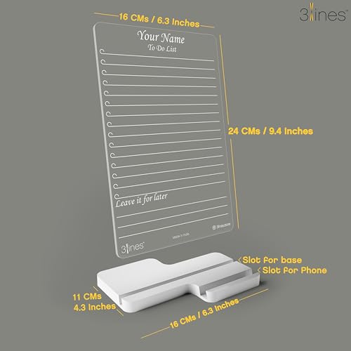 Image of Clarity+ Personalized Acrylic Writing Board | with 2 Markers | Ideal for Home & Office | Unique Gift | Made in India | Regular Base