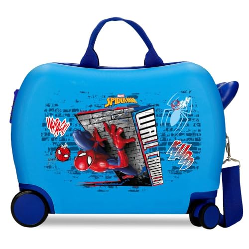 Valise enfant Spiderman 50x38x20 cm rigide bleu bagage cabine 34L