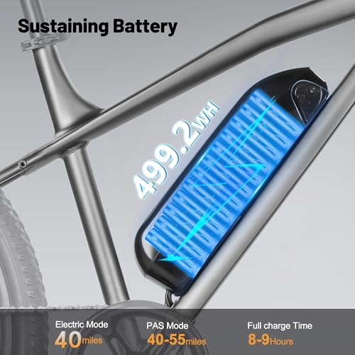 Image of Qlife Electric Bike for Adults /Teens Racer, 20+MPH 21-Speed Peak 1200W Brushless Motor Adult Electric Bicycles, 48V 10.4Ah Removable Battery Mountain Ebike, Up to 55 Miles, 27.5X2.1 Tire E Bike