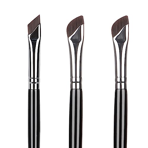 Kireida® Juego de 3 pinceles para delineador de ojos, corrector de cejas, punta fina, ángulo plano biselado