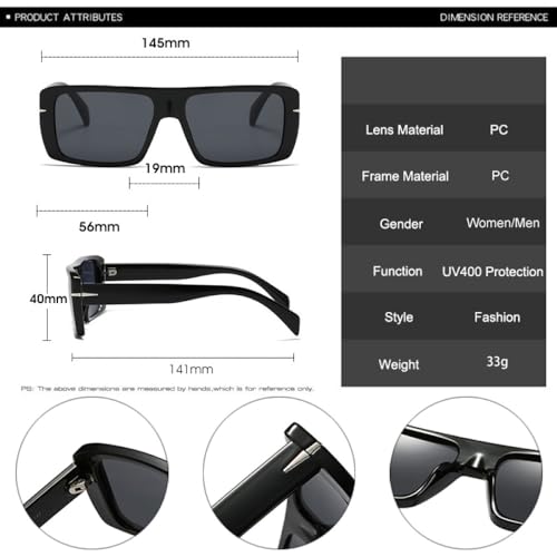 Lunettes de soleil rectangulaires rétro mode léopard UV400 rivets - 6