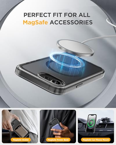 Image of Miracase for iPhone 17e Case & iPhone 16e Case, Full-Body Phone with Built-in Glass Screen Protector, [Magnetic with MagSafe] Military Drop Proof 17 E / 16 E Cover, Clear Black