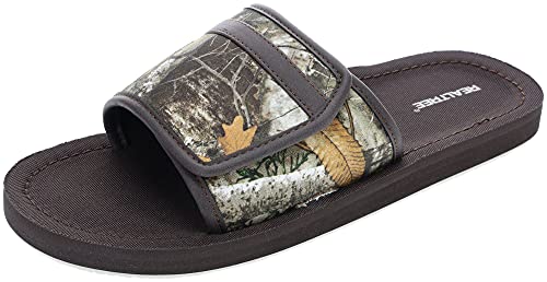 Realtree Mens Slide Sandal Adjustable, Brown Camo, Size 13/14