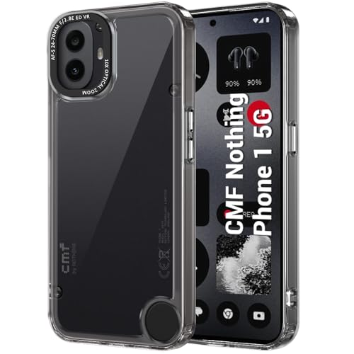 Image of TheGiftKart Hybrid Shockproof Back Cover Case for Nothing CMF Phone 1 5G | Stylish Camera Border | Electroplated Buttons | Crystal Clear Hard Back Cover Case (TPU & PC, Smoked Bumper)