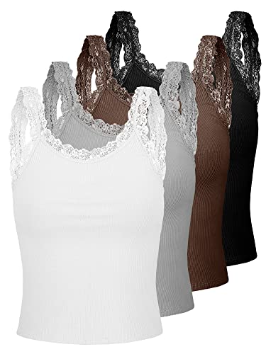 4 Pack Camisole for Women Lace Tank Tops Cami Soft Comfy