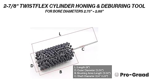 Image of 2-7 /8 inch 240 Grit Silicon Carbide TwistFlex Cylinder Hone, Fits 2.75 inch- 2.88 inch | Flexible cylinder hone for honing, deburring and cross-hatch finishing on steel, stainless, cast iron and ferrous metals