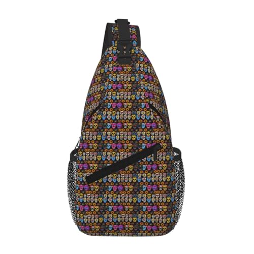 Bolsa de pecho cruzada calavera rosa bandolera de hombro ligera deportiva