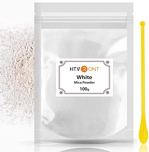 HTVRONT White Mica Powder for Epoxy Resin - 3.5 oz (100g) Nature Non-Toxic Mica Pigment Powder, Mica Powder for Soap Making, Lip Gloss, Candle Making, Bath Bomb, Resin Art, Slime, Acrylic Nails