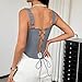GIYKBX Wide Strap Stripe Lace-Up Corset Tops for Women Going Out Sleeveless Slim Fit Trendy Boned Bustier Bodyshaper Crop Top, Grey L