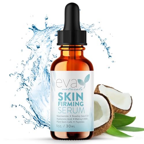 Eva Naturals Skin Firming Serum – Hyaluronic Acid, Peptides, Niacinamide & Amino Acids – Collagen Support for Face – Helps Reduce Look of Fine Lines & Wrinkles – Hydrating Day or Night Facial – 30 ml