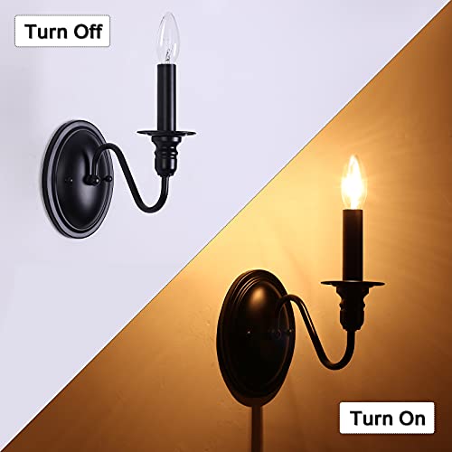 Jdfeifff 1-Light Black Wall Sconce Light Modern Candle Sconce Wall Lighting Farmhouse Vanity Wall Light Fixture Indoor Bedroom Bathroom Bedside Living Room Porch Hallway Lighting E12 #TOP7