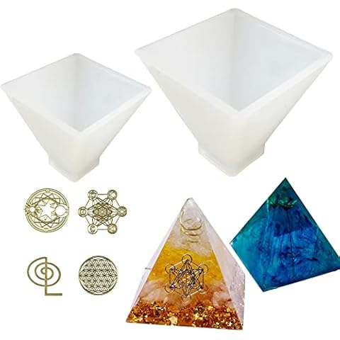 Cayway 2 PCS Pyramid Resin Casting Moulds, Silicone Resin Mould with Resin Filler for Ogan Pyramid Muold, Home Table Decoration Cover
