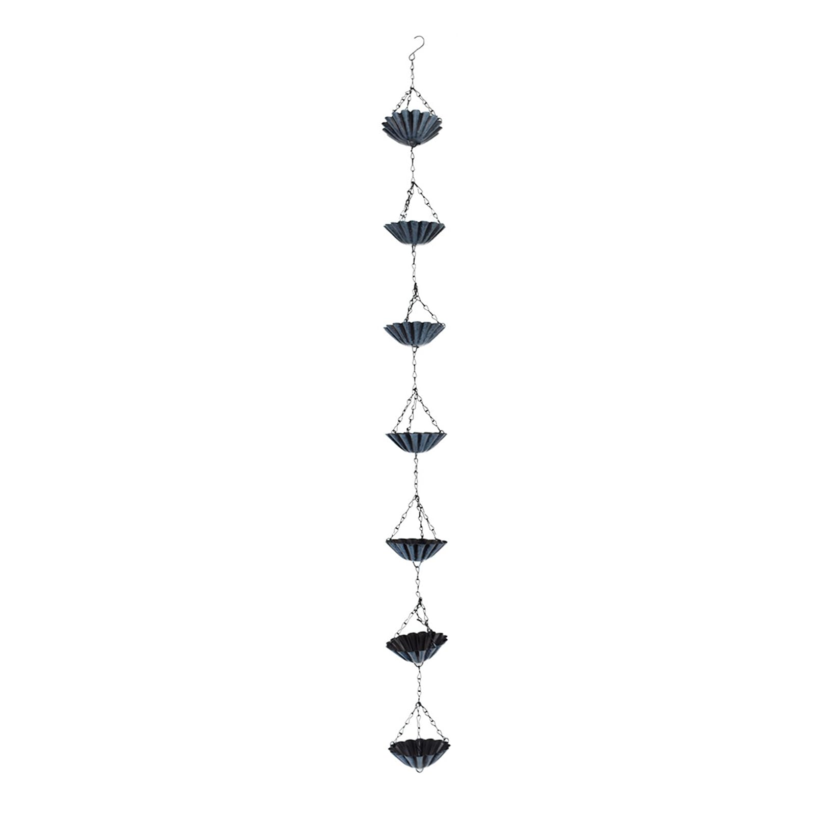 Tertioi Bluedaisy Rain Chai Artistic Handcrafted Iron Rain Chain With Flower Design Ornamental Perfect For Patio Roof Gutter Drainage Decoration Iron Pad Rain Chain