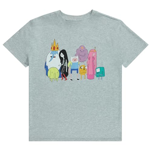 Cartoon Network Adventure Time Womens Fashion Tee - Vibrant Graphic T-Shirt with Finn Jake Marceline Princess Bubblegum and Ice King (Light Grey Heather Medium)