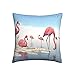 Jolies housses de coussin décoratives - Motif flamants roses à la plage - 50 x 50 cm