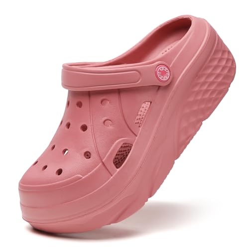 Image of FLIOZY Women's Gardener Platform Clogs Slippers Hight Heels Mules Clog Wedge Sandals Outdoor Beach Shoes