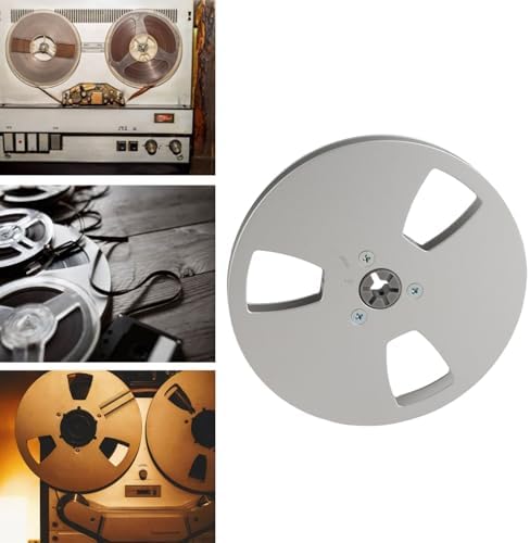 Aluminum Alloy 5 Inch Empty Tape Reel,1/4 Empty Take up Reel to Reel Small Hub,3 Hole Opening Machine Part Silver Design,with 1/4 Inch Tape,Fits for Reel to Reel Recording