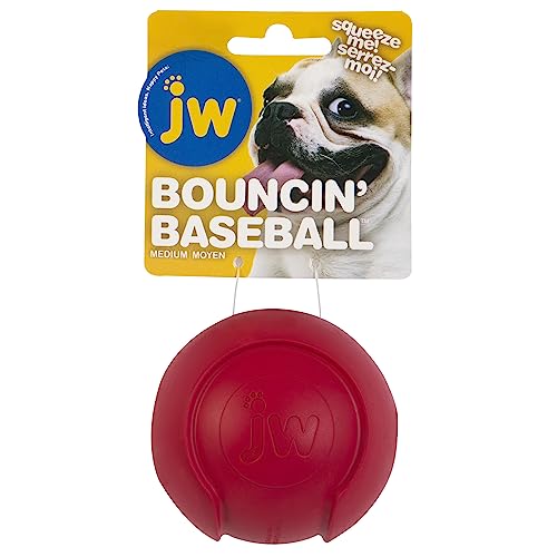JW Pet Company iSqueak Bouncin Baseball Dog Toy Medium (Colors Vary)