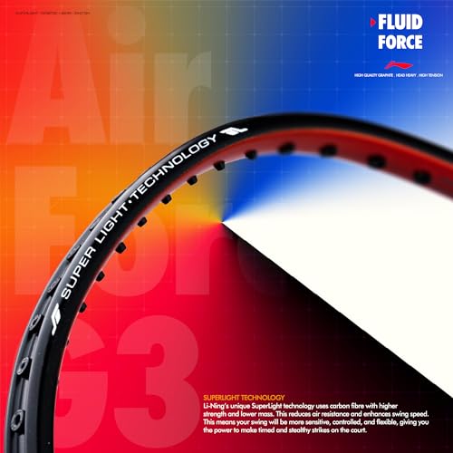 Image of Li-Ning Air Force G3 Badminton Racket with Full Cover | Max Tension : ≤30 lbs | Superlight Technology | Aerotec Beam | Dynamic Frame