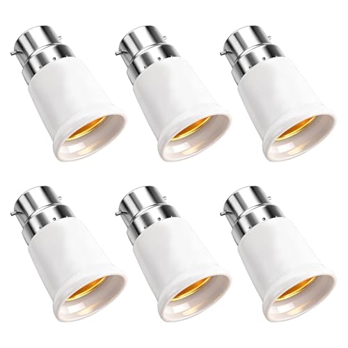 6 Pièces Adaptateur B22 e E27, Convertisseur Douille Baïonnette B22 to E27, 0-250V Adaptateur...