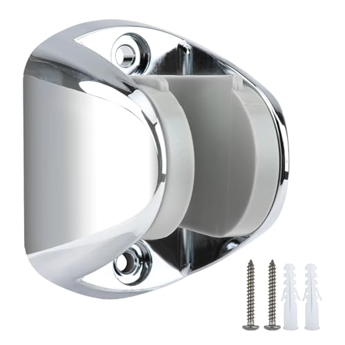 Wall Mount Shower Bracket Handheld Shower Head Holder Large Angle Adjustable Chrome Plated Wall Mounted Universal Shower Hose Holder with Mounting Screws for Bathroom Bidet Sprayer, Silver
