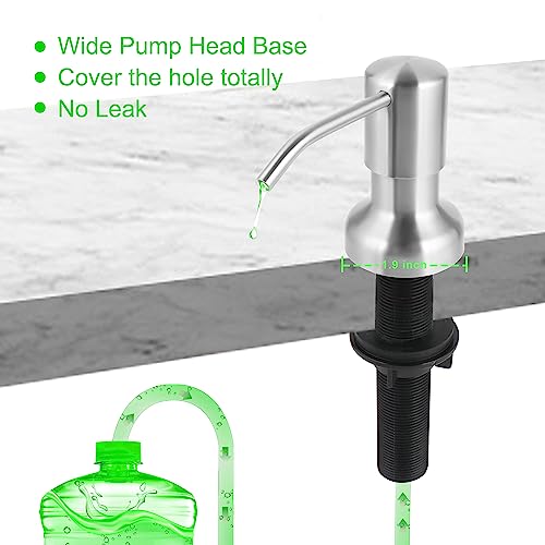 Image of Soap Dispenser for Kitchen Sink, Sink Soap Dispenser with Longer Threaded Shaft Shank, 47 inch Extension Tube Connects Directly to Dish Soap Container, Wider Pump Head Base (Brushed Nickel)