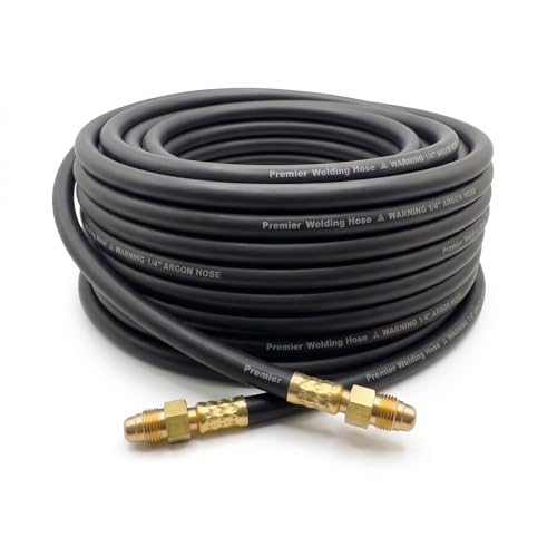 TWSupply 50 ft Argon Inert Gas Welding Hose 5/8 UNF-18RH Fittings Both Ends Flexible Rubber Flow Hose for Argon CO2 and Helium MIG TIG Welding