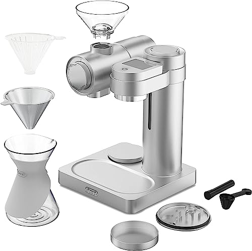 Gevi 4-In-1 Smart Pour-Over Coffee Machine Fast Heating Brewer With Built-In Grinder, 51 Step Grind Setting,Automatic Barista Mode, Custom Recipes, Descaling Function,Silver, Aluminum,1000W,120Volts #TOP6