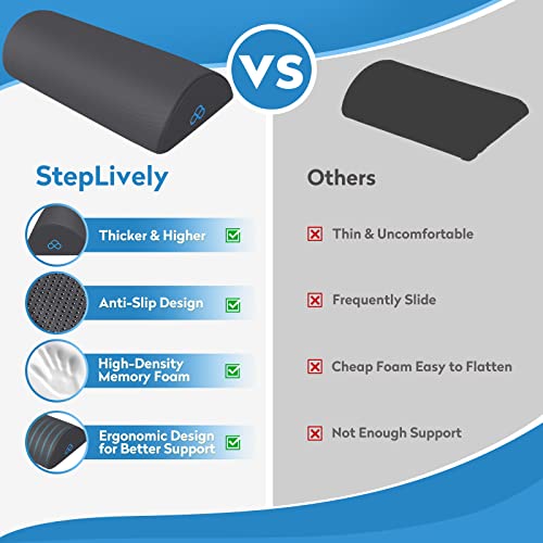 Image of StepLively Foot Rest Ergonomic Pillow for Under Desk at Work, Anti-Fatigue Footrest Support Pillow for Fatigue & Pain Relief, Comfortable for Office Chair, Car Seat & Gaming Chair - Grey, Large