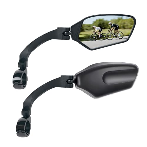 TXZSXS Adjustable Handlebar Bike Mirror, Shatterproof HD Glass Lens, Universal Fit Rearview Bicycle Mirrors, 360° Rotatable, Compatible with Mountain Bikes, E-bikes, Road Bikes(1 Pair)