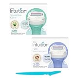 Schick Intuition Women Razor Refill Cartridges (Pack of 2) 6 Count, Pure Nourishment & Sensitive(Aloe) Renewing Moisture (Sensitive + Nourishment)