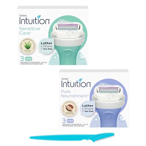 Schick Intuition Women Razor Refill Cartridges (Pack of 2) 6 Count, Pure Nourishment & Sensitive(Aloe) Renewing Moisture (Sensitive + Nourishment)