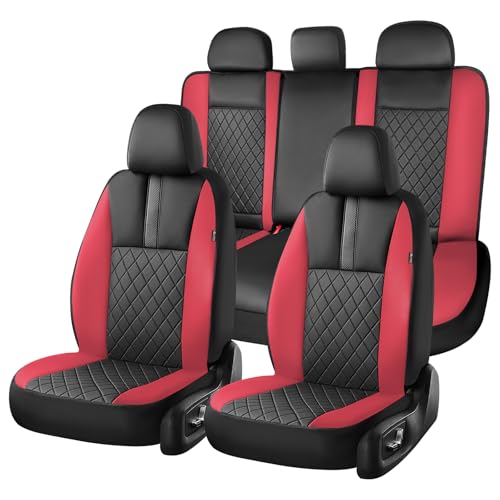 Image of Coverado Car Seat Covers Full Set, Automotive Leather Seat Covers for Car，Universal Fit Front Back Seat Cover, Non-Slip Waterproof Breathable Car Seat Protector