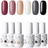 Gel Polish - YaoShun Gel Polish Soak Off Nail Gel UV Gel Polish Black and White Series Gel Polish French Manicure Gel 6 Colors/Set