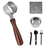 NEOUZA Coffee 51mmボトムレスポルタフィルターDeLonghi Icona BCO ECP ECOエスプレッソマシン対応、ベースフィルターホルダーなし、木製コーヒーハンドル、フィルターバスケット、ブラシ、スプーン、タンパーマット (2耳)